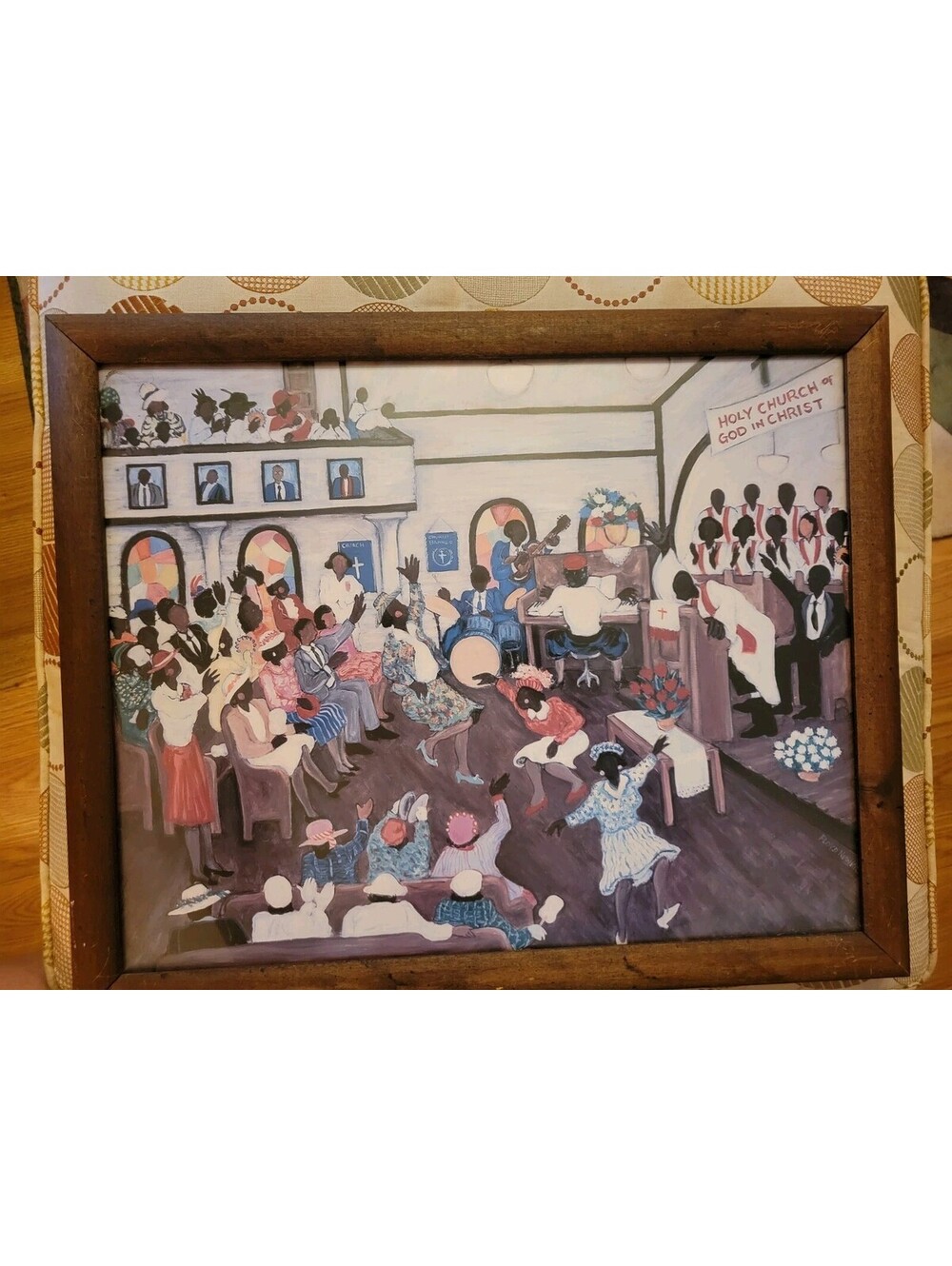 Pentecostal Worship Print African American  Floyd Newkirk Framed 18x22 Wall Art